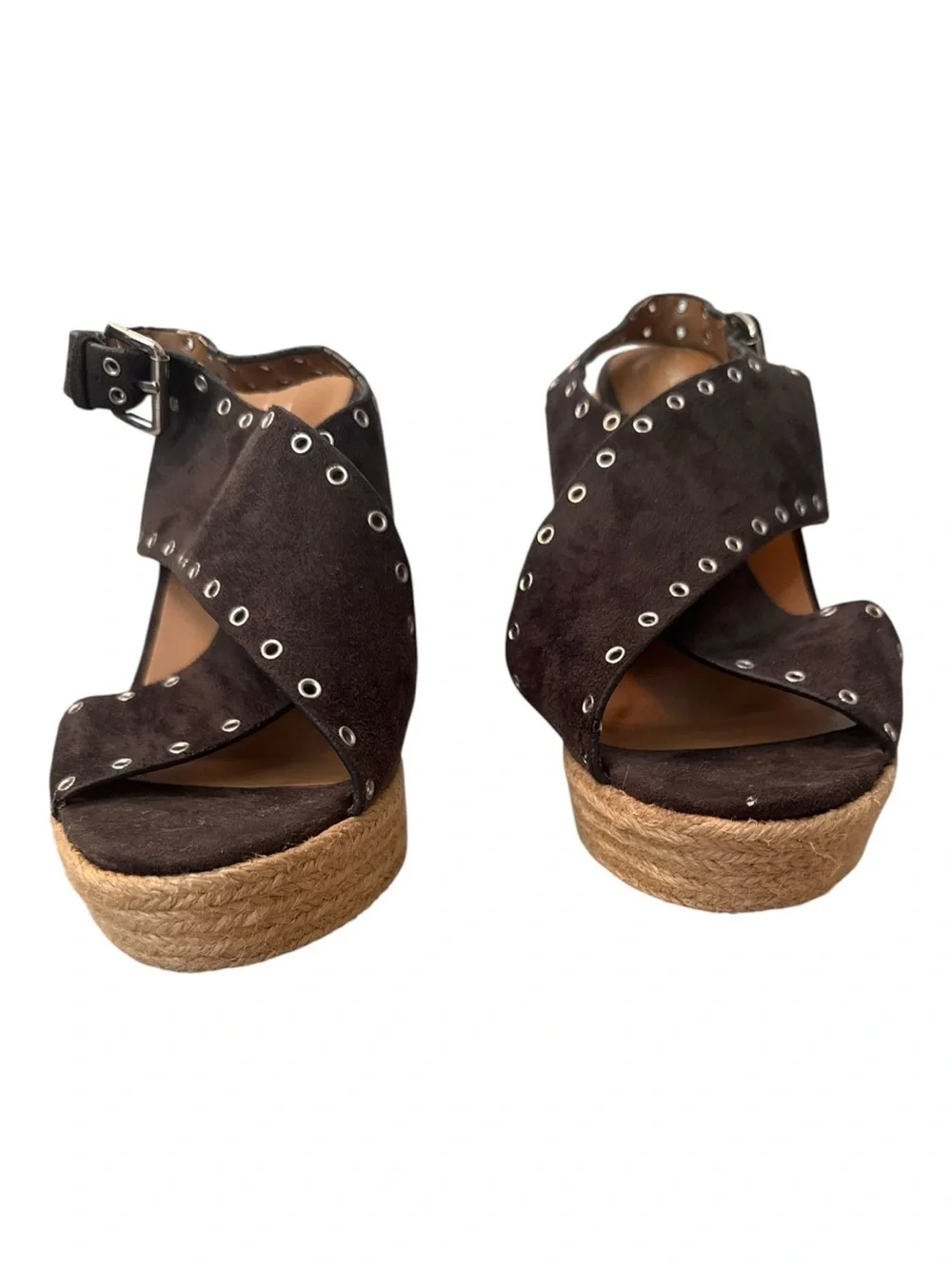 Report Women’s CADEN Dark Gray Suede Espadrille Wedge Sandals Size 7.5